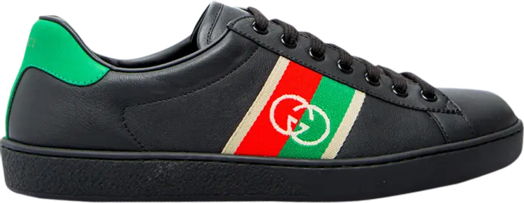Кроссовки Gucci Wmns Ace Elastic Web Interlocking G - Black, черный