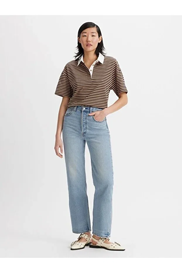 Женские прямые джинсы с высокой талией Levi'S, Med Indigo - Flat Finish