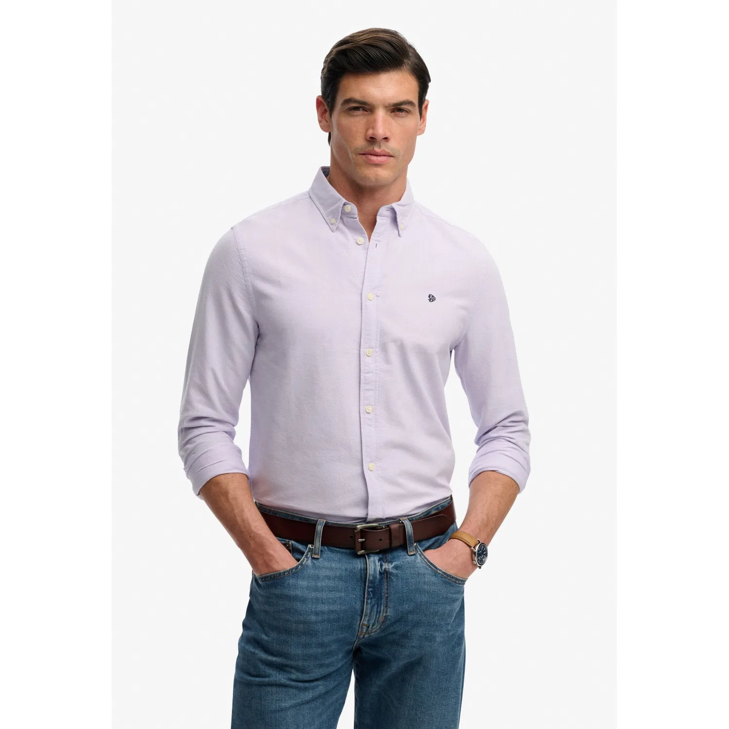 Мужская рубашка с длинным рукавом Superdry, Light Lavender Purple Chambray