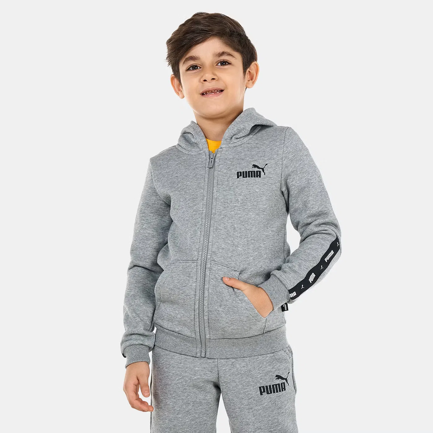 Худи на молнии с капюшоном для детей Puma, серый