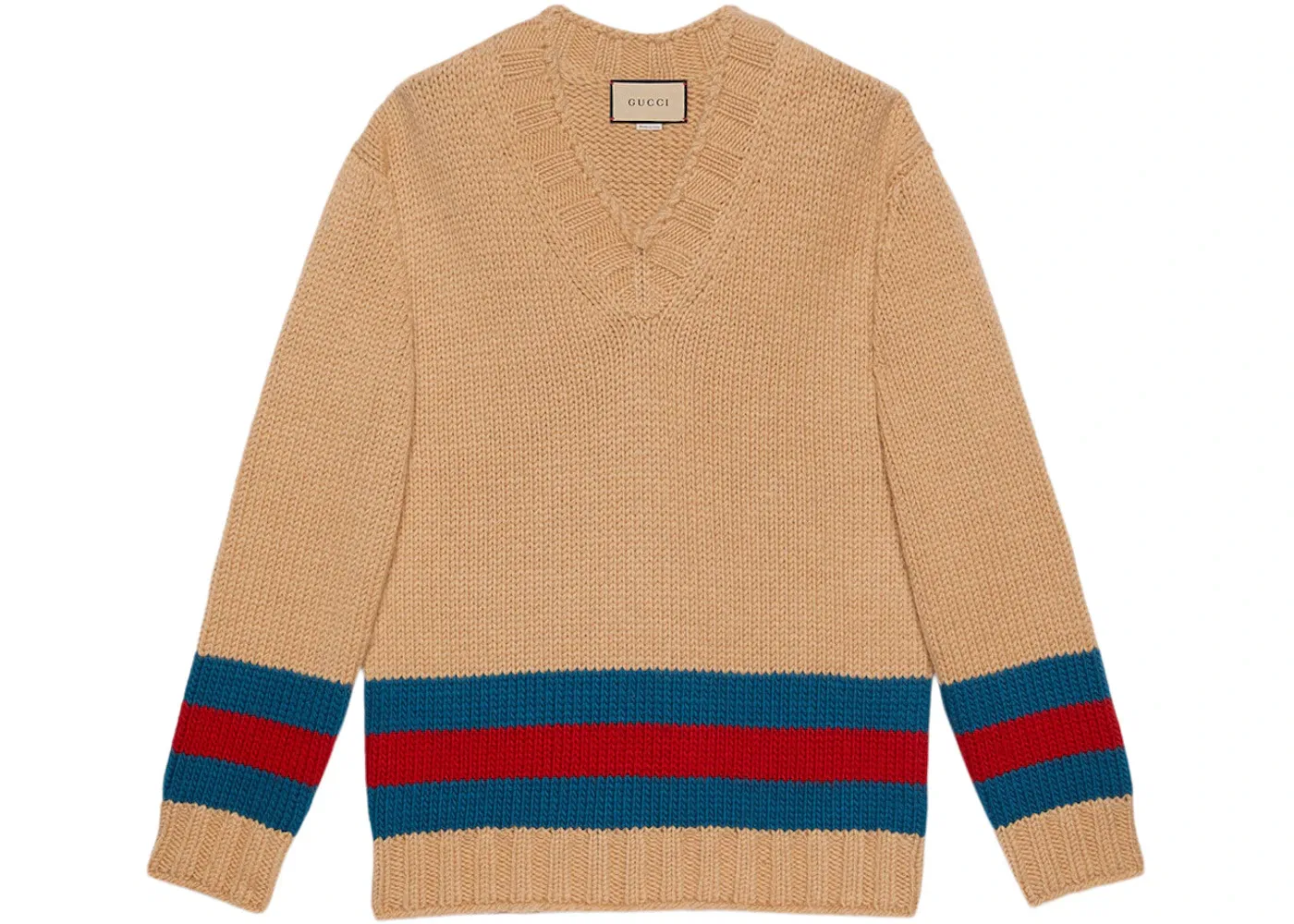Мужской свитер с принтом Sweater Gucci, Camel/Red/Green
