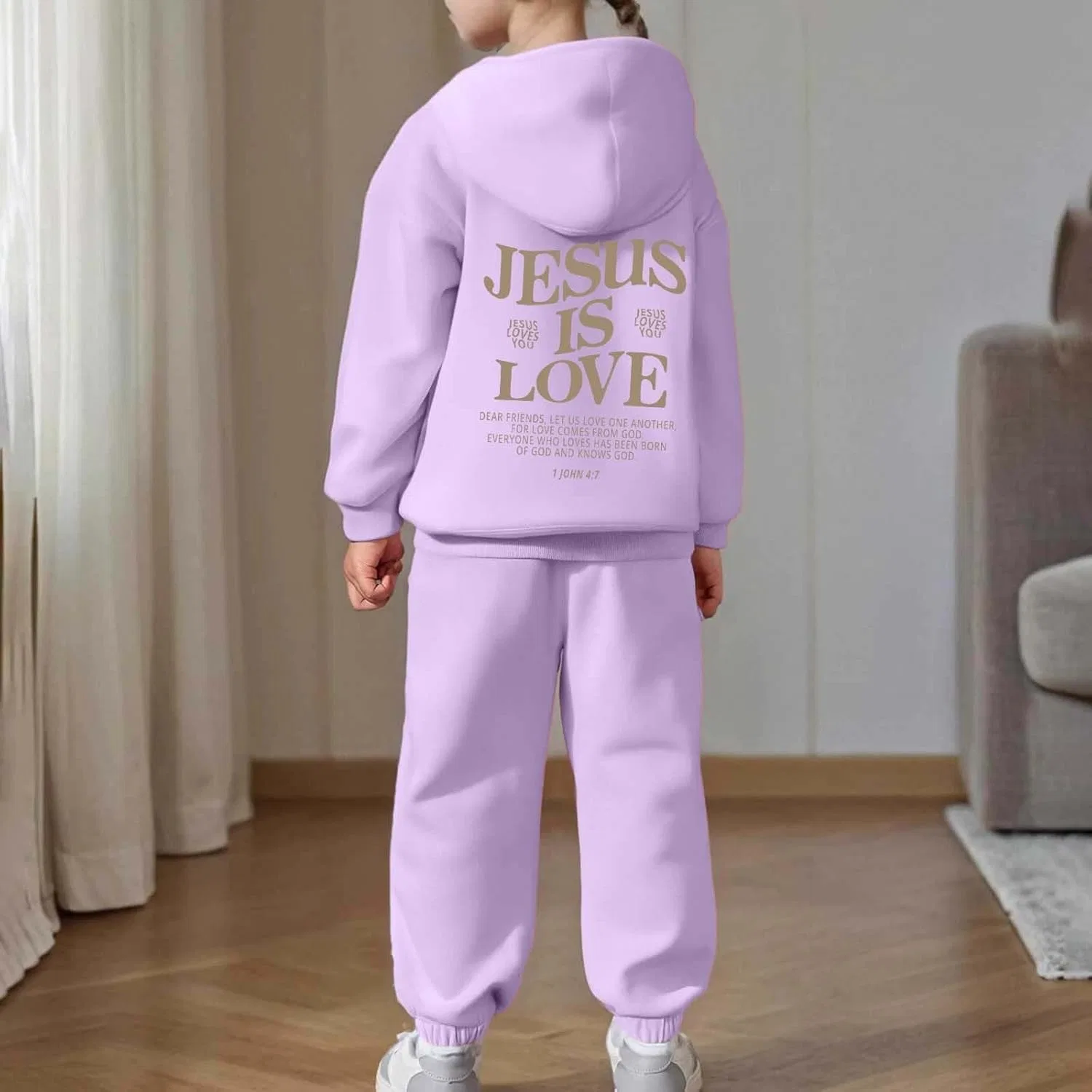 Детский спортивный костюм с принтом Trust in The Lord Jesus, фиолетовый — фото 2