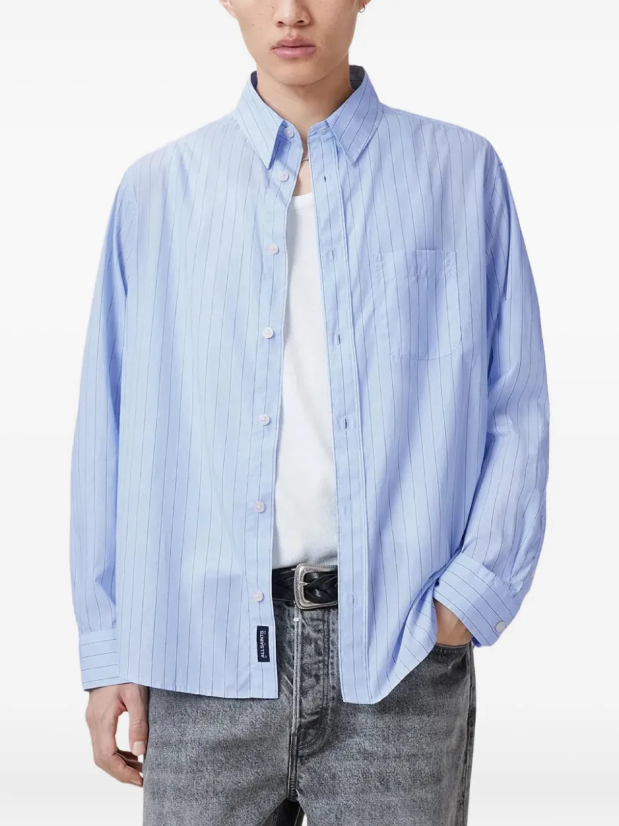 

Рубашка AllSaints в тонкую полоску, синий