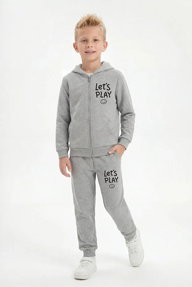 Детский спортивный комплект для мальчиков с принтом Ya Ko Kids, Navy Blue-Grey-Black — фото 3
