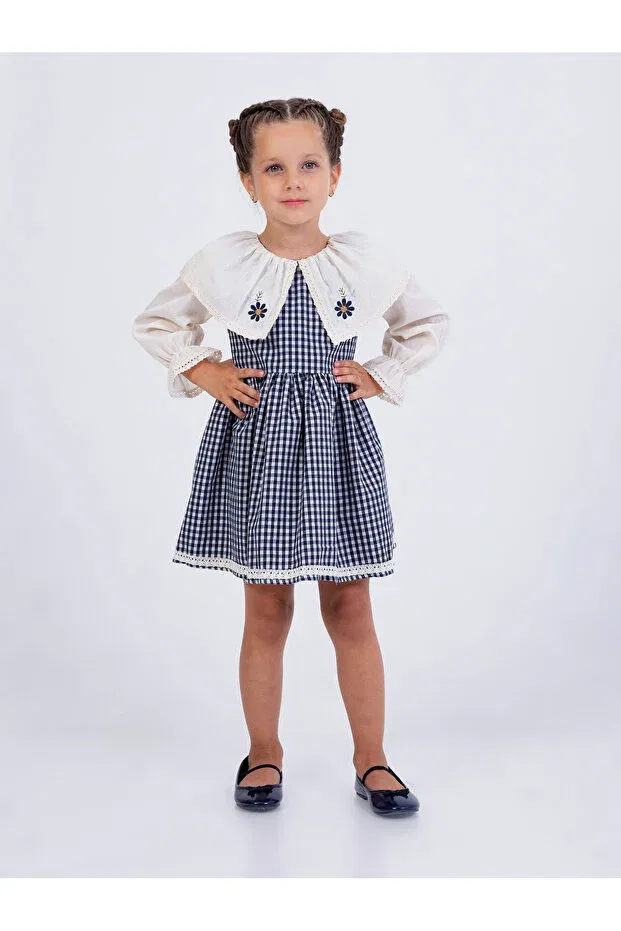 Детское платье для девочек с длинным рукавом Filizdens Kids, Navy Blue