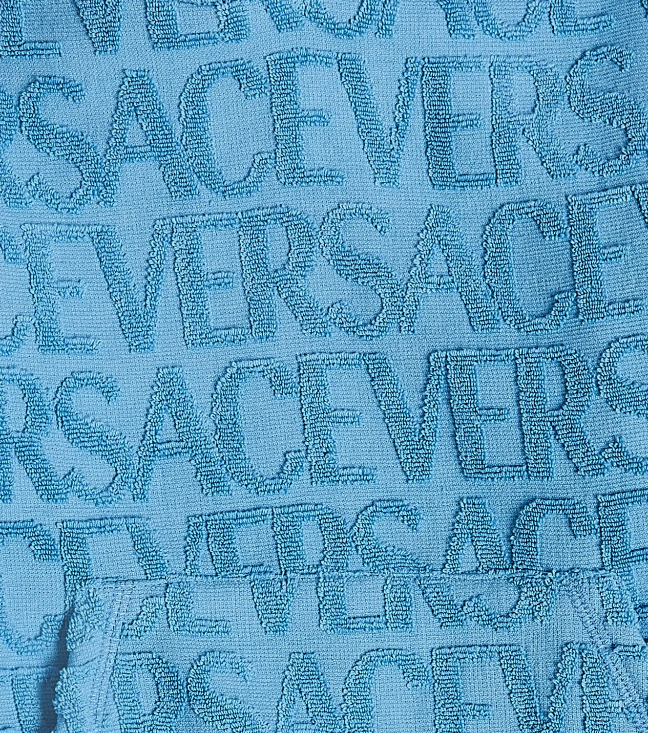 Худи хлопковое с жаккардовым логотипом Versace Kids, синий — фото 3