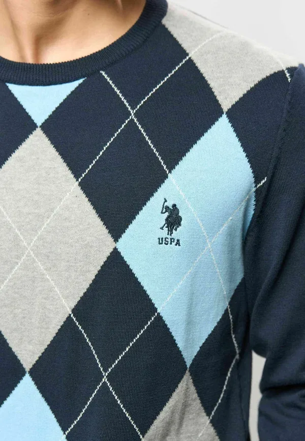 Джемпер клетчатый Dzemperis U.S. Polo Assn, dark sapphire U.S. Polo Assn., темный сапфир — фото 4