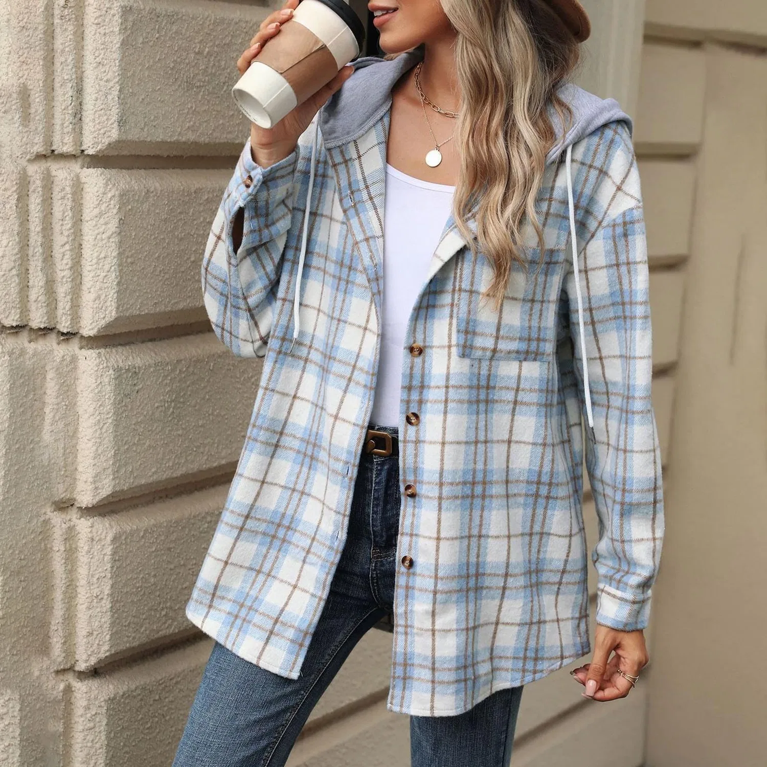 Женская куртка с принтом в клетку Lumberjack, Blu — фото 4