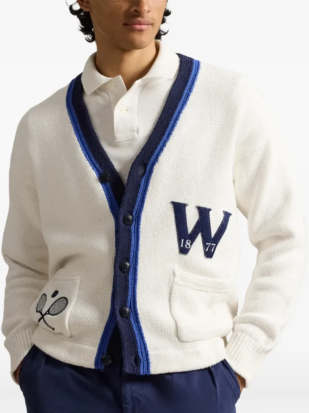 Кардиган с полосками из коллаборации с Wimbledon 2026 Polo Ralph Lauren, белый — фото 4