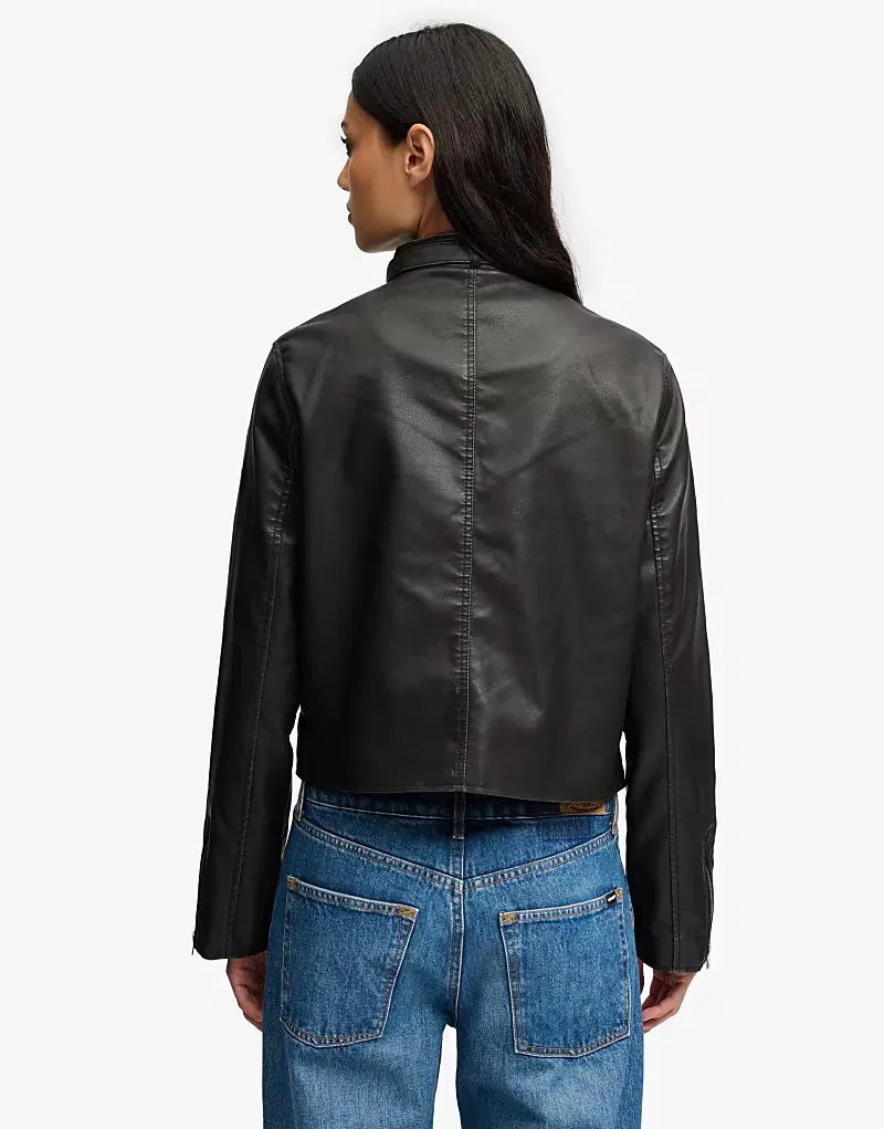 Куртка Superdry Moto из искусственной кожи, черный/белый — фото 2
