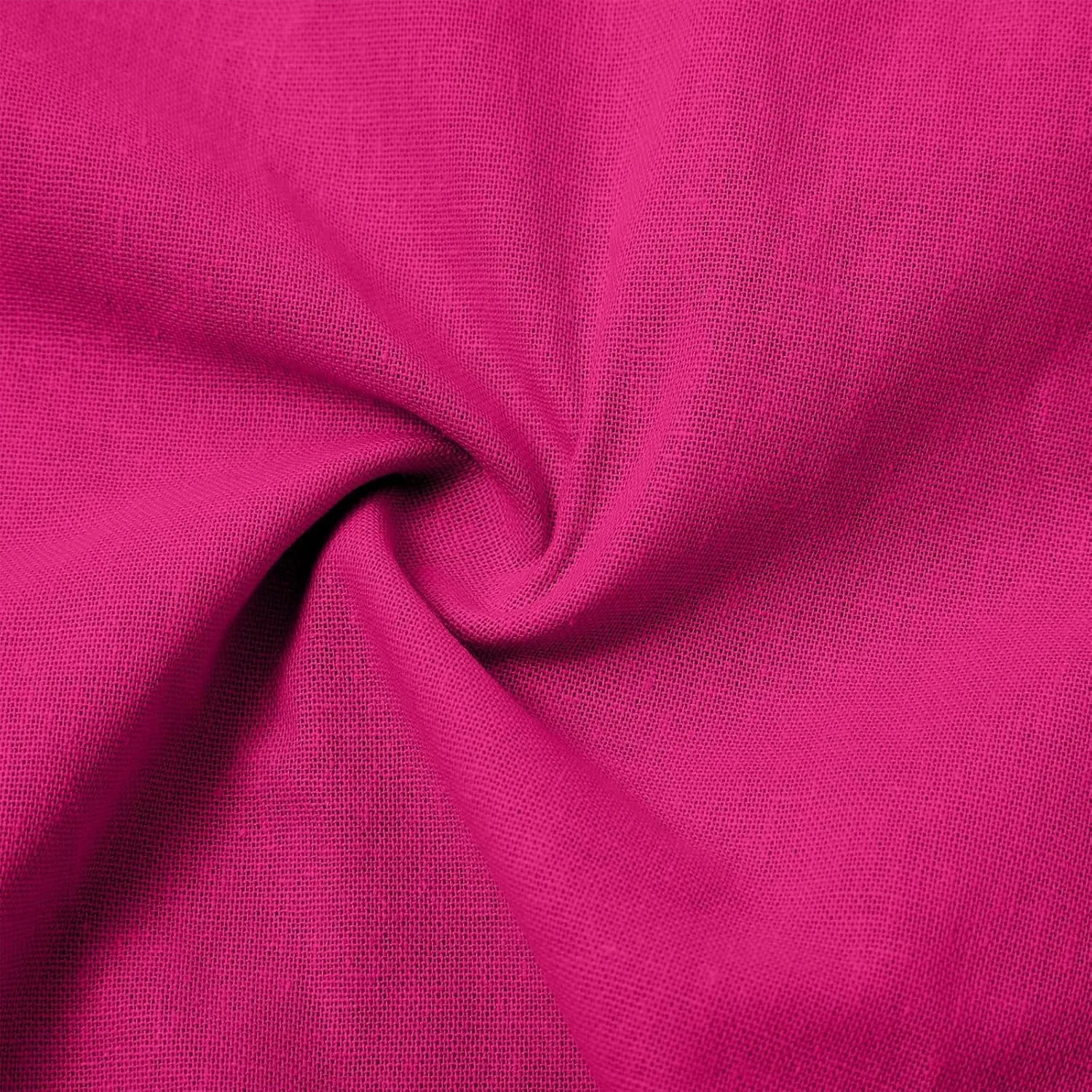 Женское летнее мини-платье А-силуэта из хлопка и льна с карманами, Hot Pink — фото 3