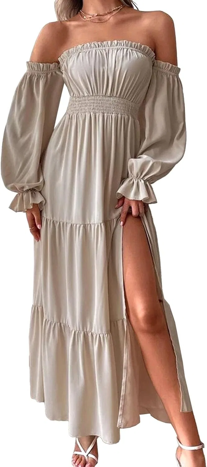 Женское пляжное платье с воланами, Beige