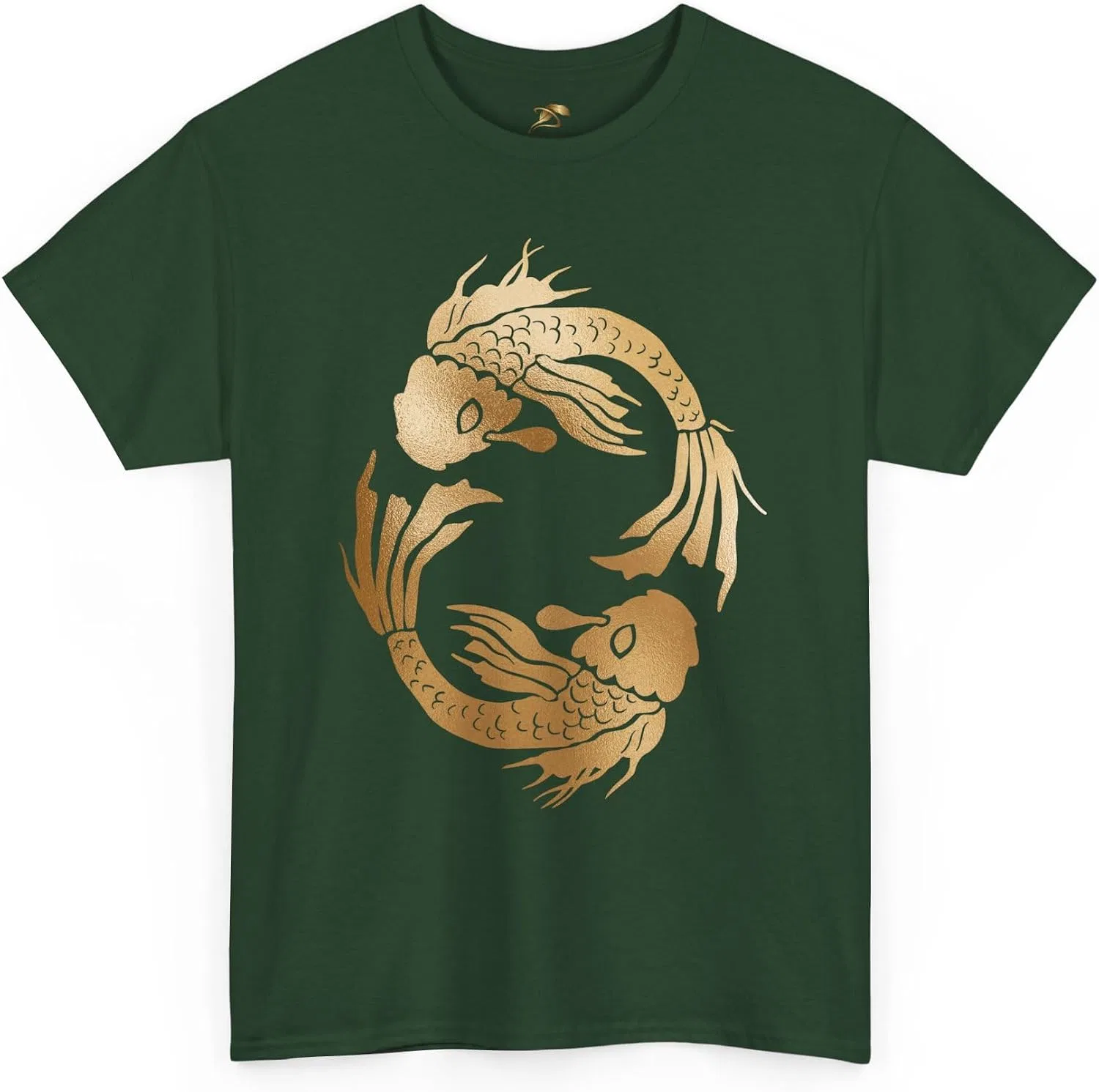 Футболка с принтом Koi Fish Yin Yang для женщин и мужчин, тёмно-зелёный