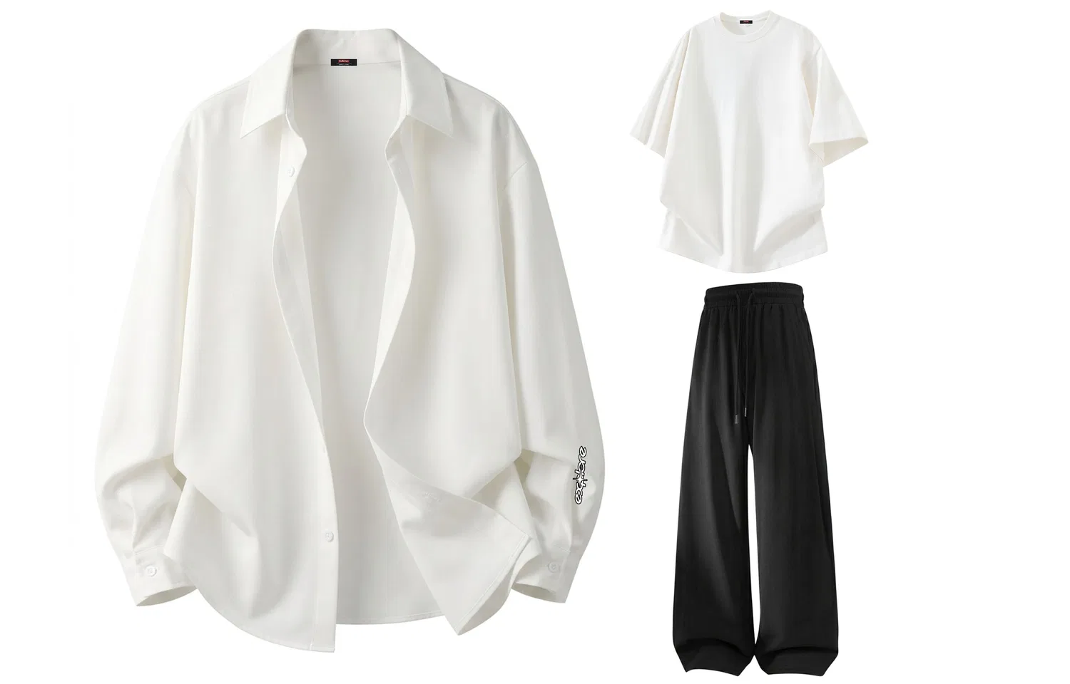 Детский комплект спортивной одежды с принтом Cool Sun Protection Letter Badge BALENO, Black Shirt+Black T-Shirt+Black Pants — фото 3