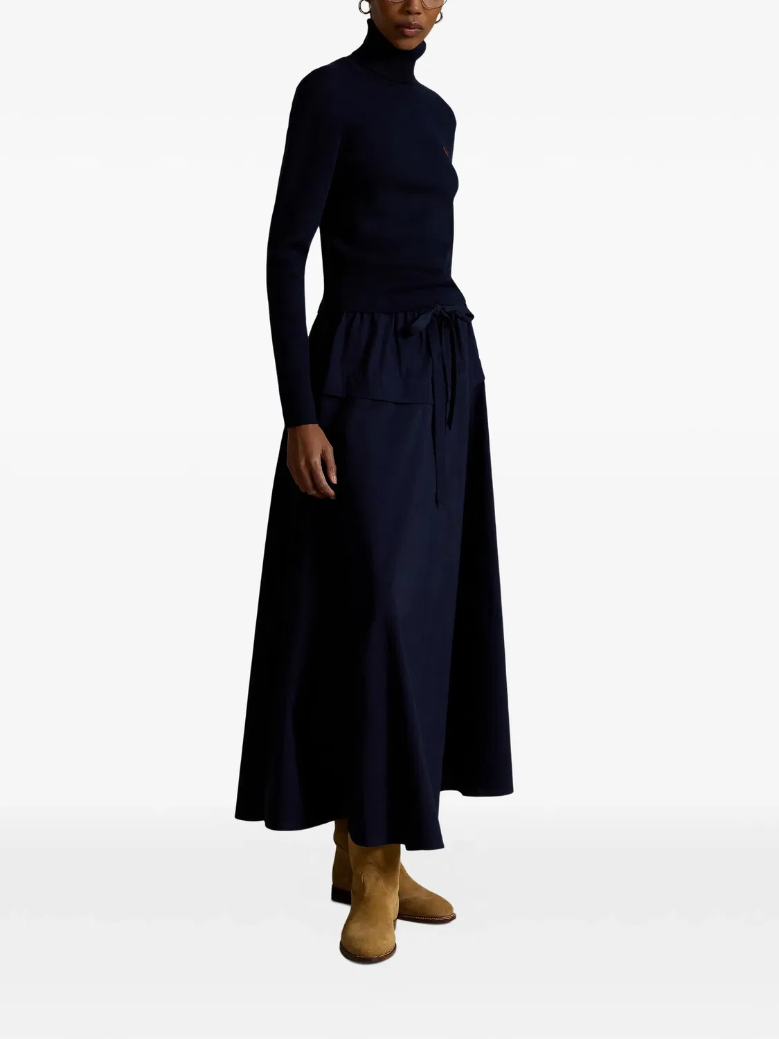 Хлопковая юбка миди Mitchell с кулиской Polo Ralph Lauren, синий — фото 2