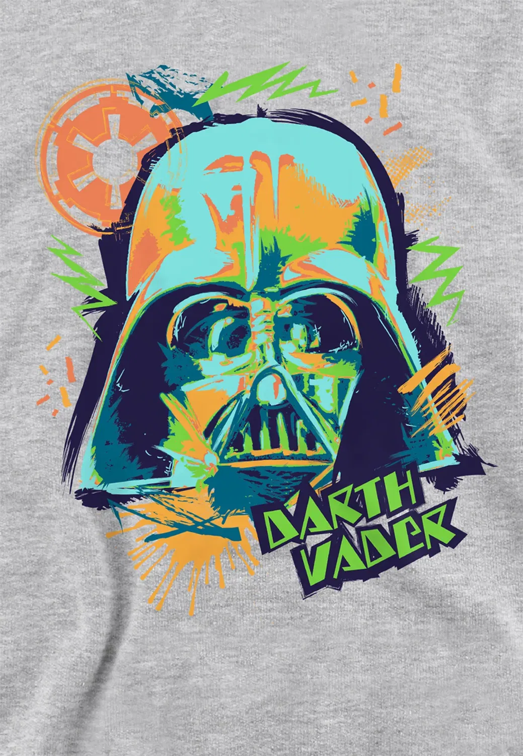 Детский худи с принтом Star Wars 90s Vader Youth Kids Pull-over Hoodie Disney, Grey — фото 2