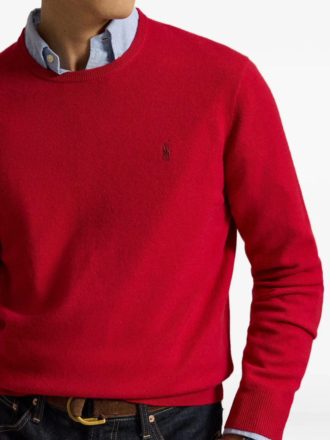 Шерстяной джемпер с V-образным вырезом Polo Ralph Lauren, красный — фото 4