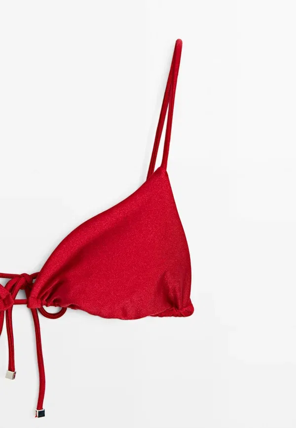 Бикини топ из полиамида и эластана Shimmering triangle bikini top Massimo Dutti, красный — фото 4