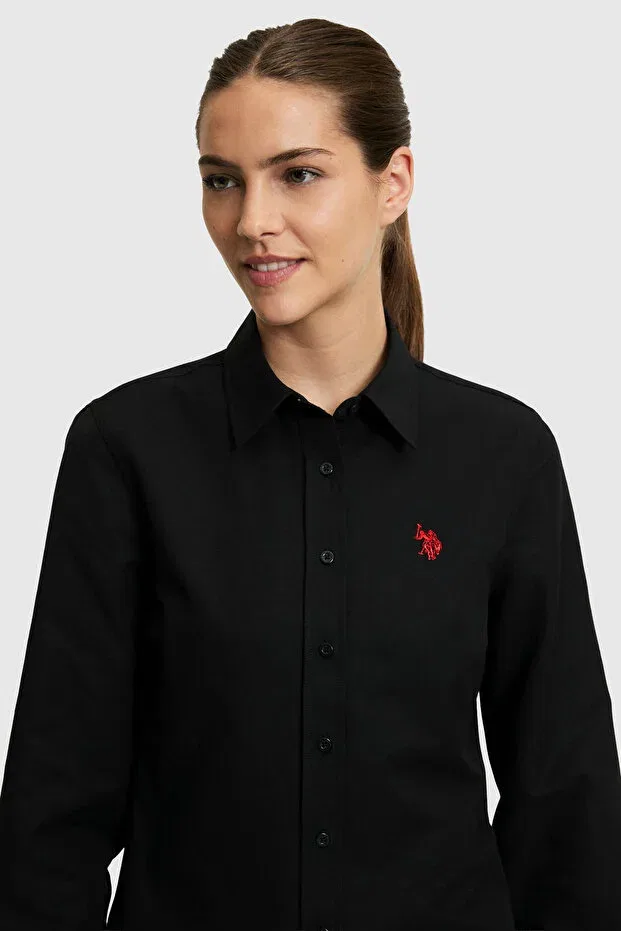 Женская рубашка с длинным рукавом Basics U.S. Polo Assn., Black — фото 2