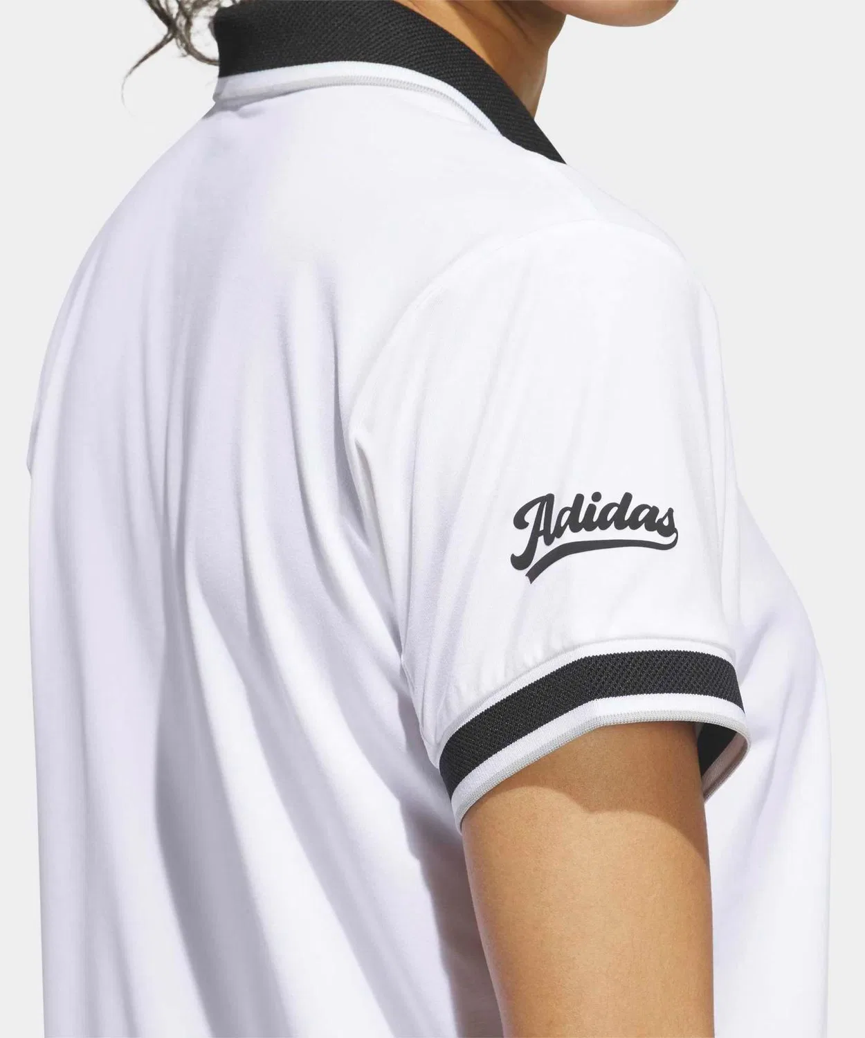Женский поло-рубашка с коротким рукавом Climacool Flat Knit Collar Polo Shirt Short Sleeve Adidas, Белый — фото 4
