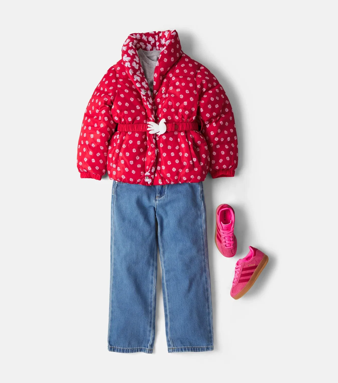 Легкая куртка стеганая с поясом и принтом Stella Mccartney Kids, красный — фото 2