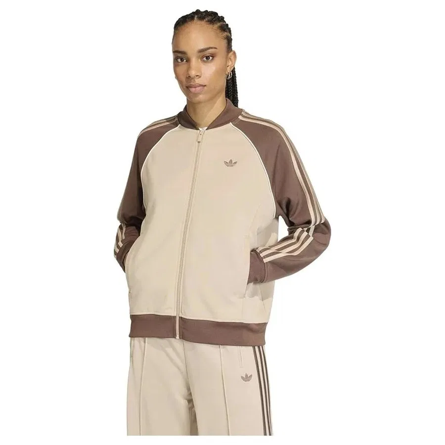 Женский спортивный свитшот свободного кроя Adidas SST Loose TT, Бежевый — фото 2