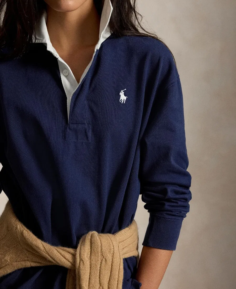 Женская рубашка регби с воротником Oversized Rugby Collar Shirt Polo Ralph Lauren, Eastside Royal — фото 4