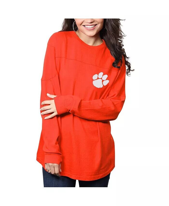 

Женская оранжевая футболка оверсайз с длинным рукавом Clemson Tigers The Big Shirt Pressbox
