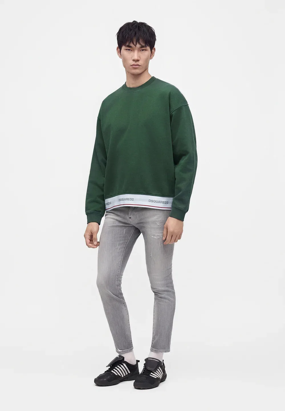 Эластичная толстовка свободного кроя с круглым вырезом Dsquared2, Pool Green — фото 2