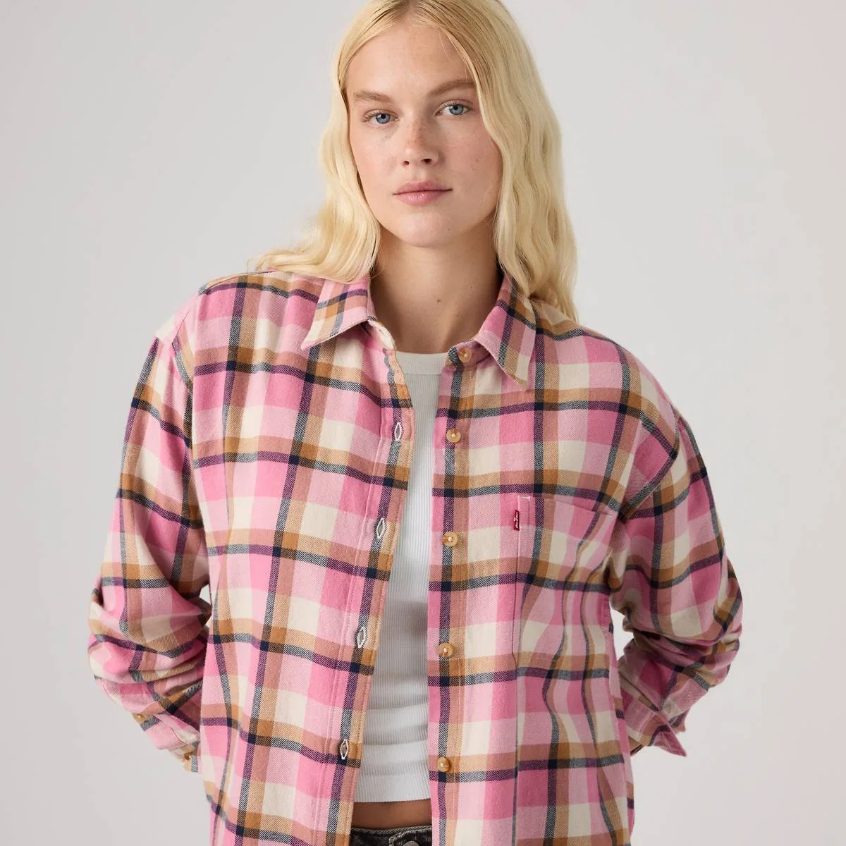 Фланелевая рубашка на пуговицах Nash Levi's, Eliana Plaid Tameless Rose - Pink — фото 2