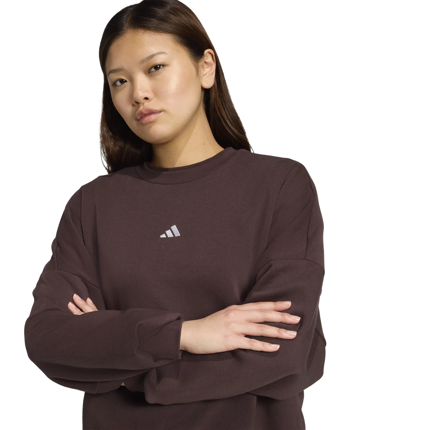 Женский свитшот свободного кроя Adidas, коричневый — фото 4