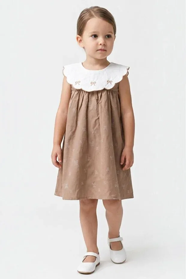 Детское платье для девочек с вышивкой Espadakids, Beige