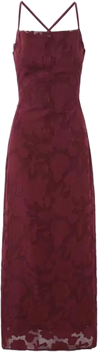 Вечернее платье макси с открытой спиной Generic, Claret