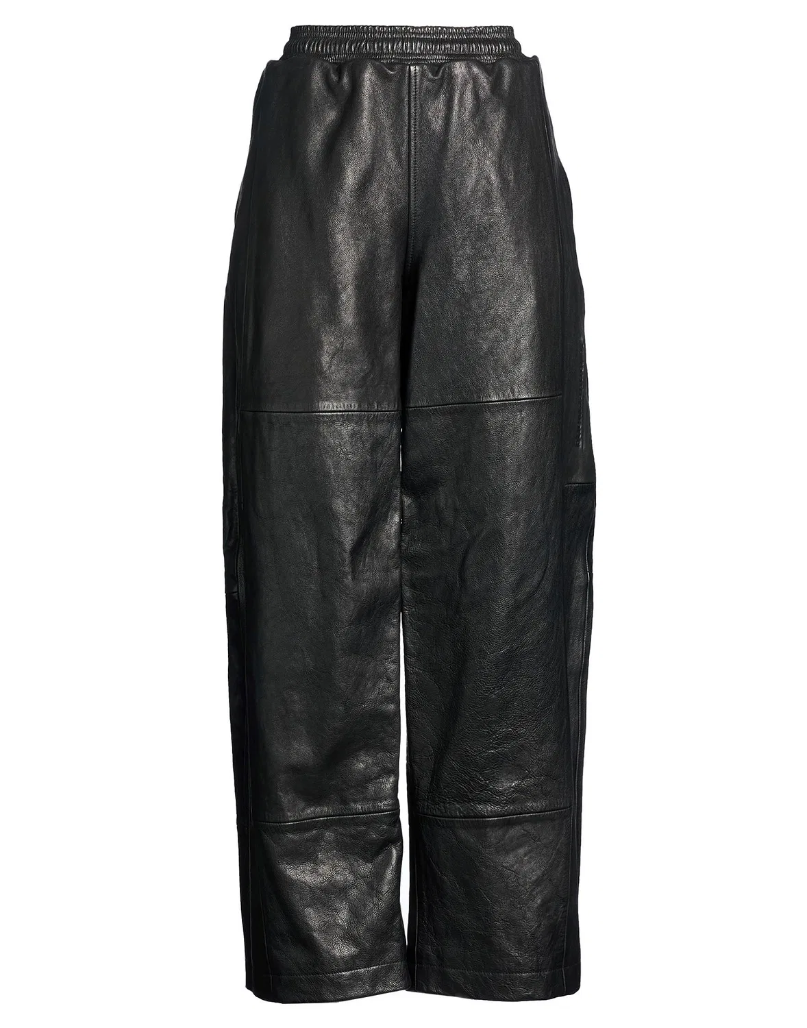 Женские широкие брюки из кожи с высокой посадкой Alexander Wang, черный