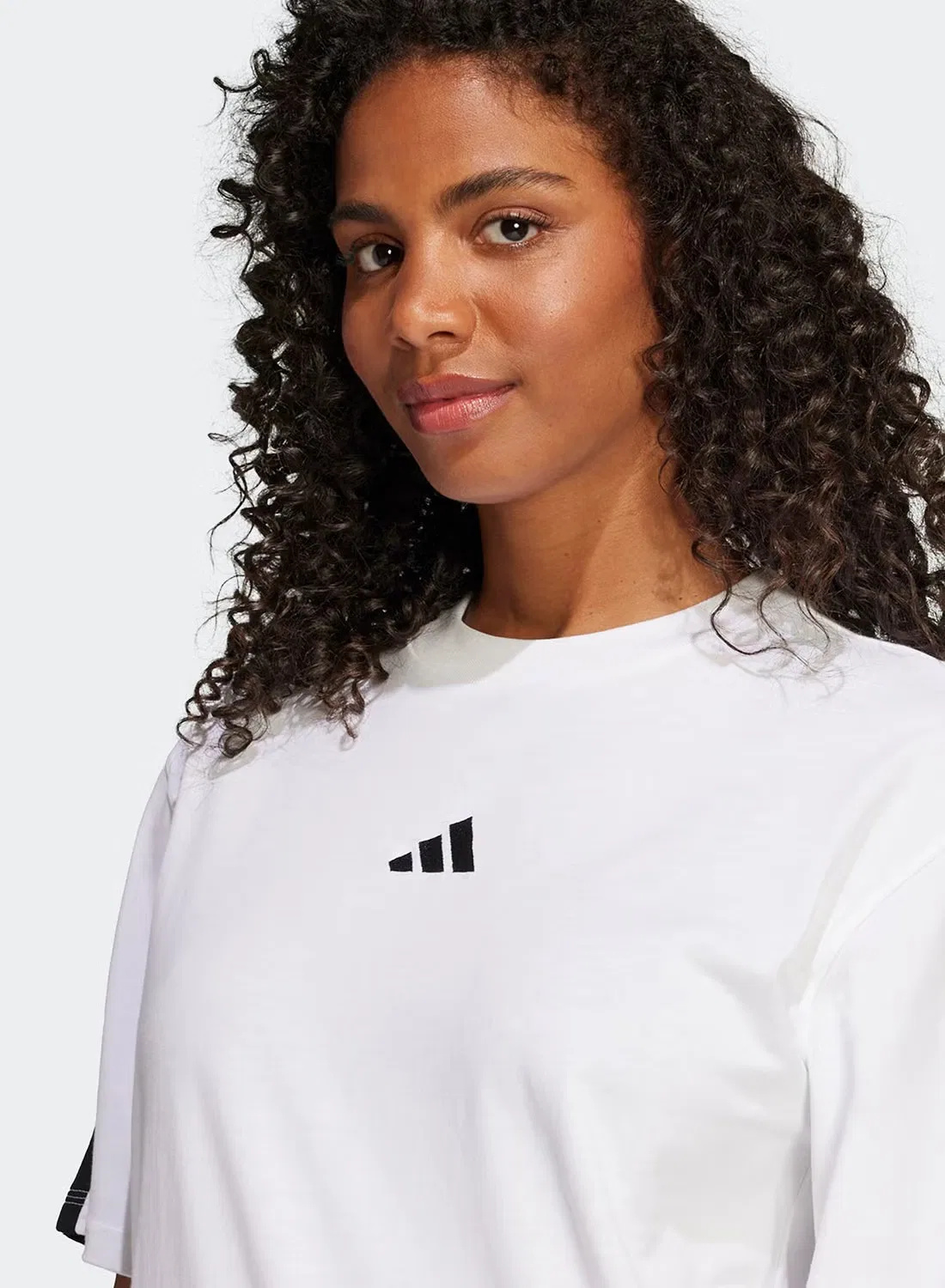 Футболка свободного кроя с принтом 3-Stripes boyfriend Adidas, белый — фото 3