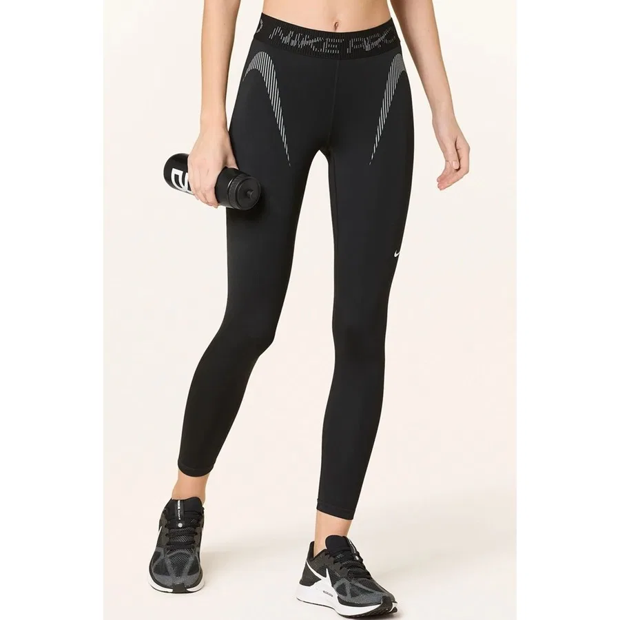 Леггинсы спортивные с сетчатыми вставками Nike Pro Dri-FIT MR 7/8 Tight, Черный