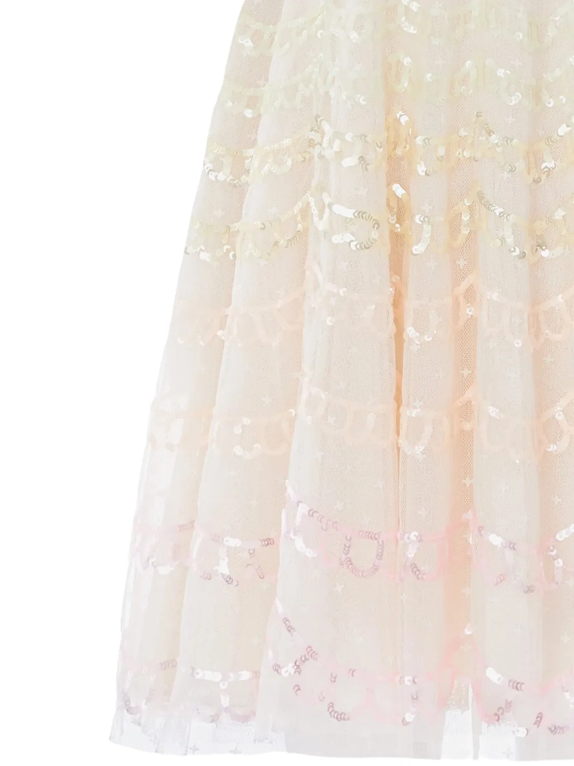 Платье с пайетками и оборками Needle & Thread Kids, нейтральные цвета — фото 2