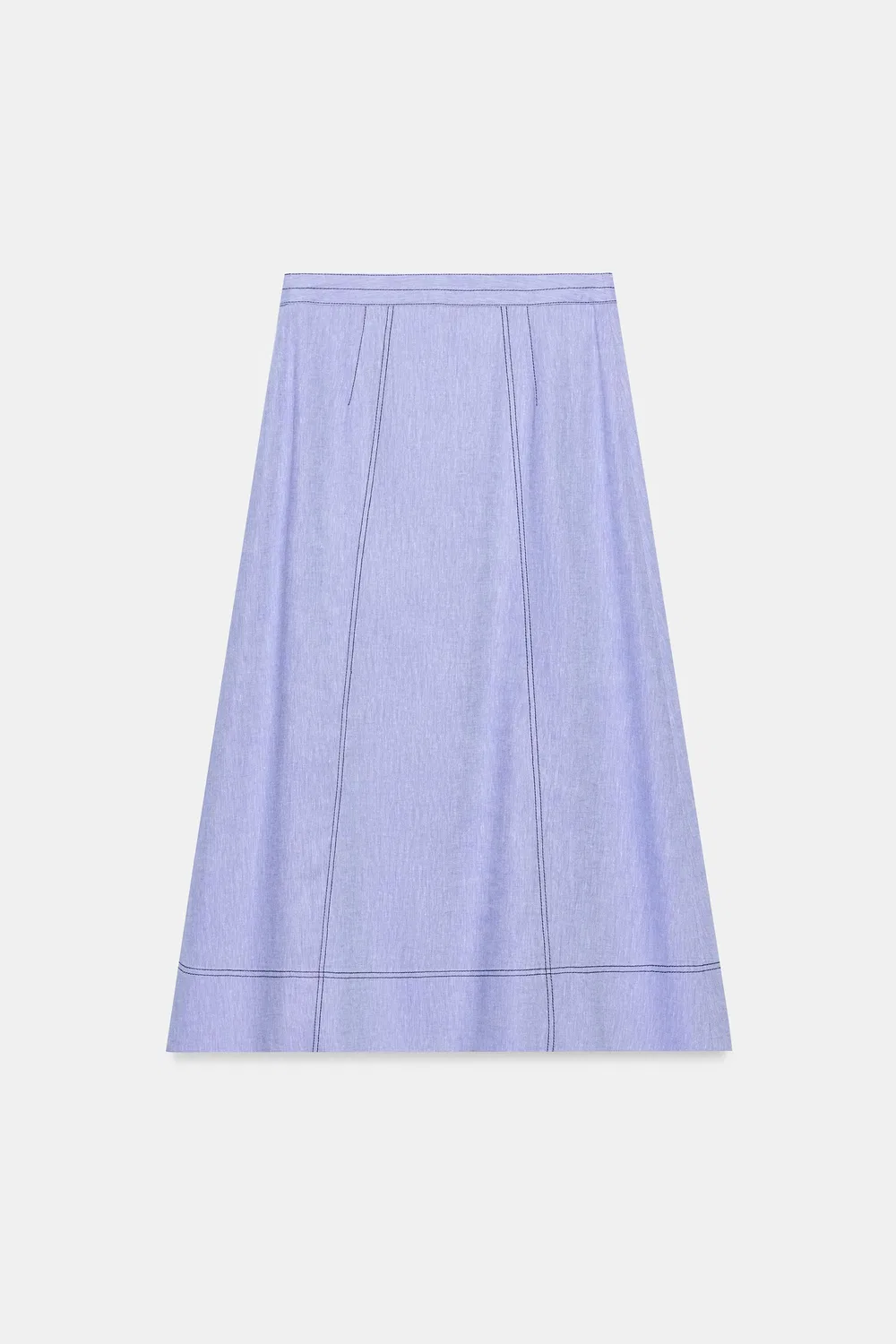 Льняная юбка с запахом и отстрочкой ZARA, Light blue — фото 3