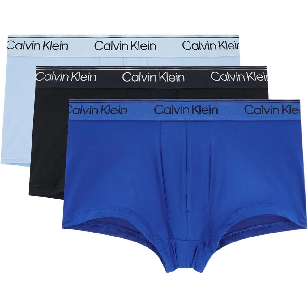 Мужские боксеры с логотипом на поясе, комплект из 3 штук, Calvin Klein, Marine Blue+Blue+Light Blue