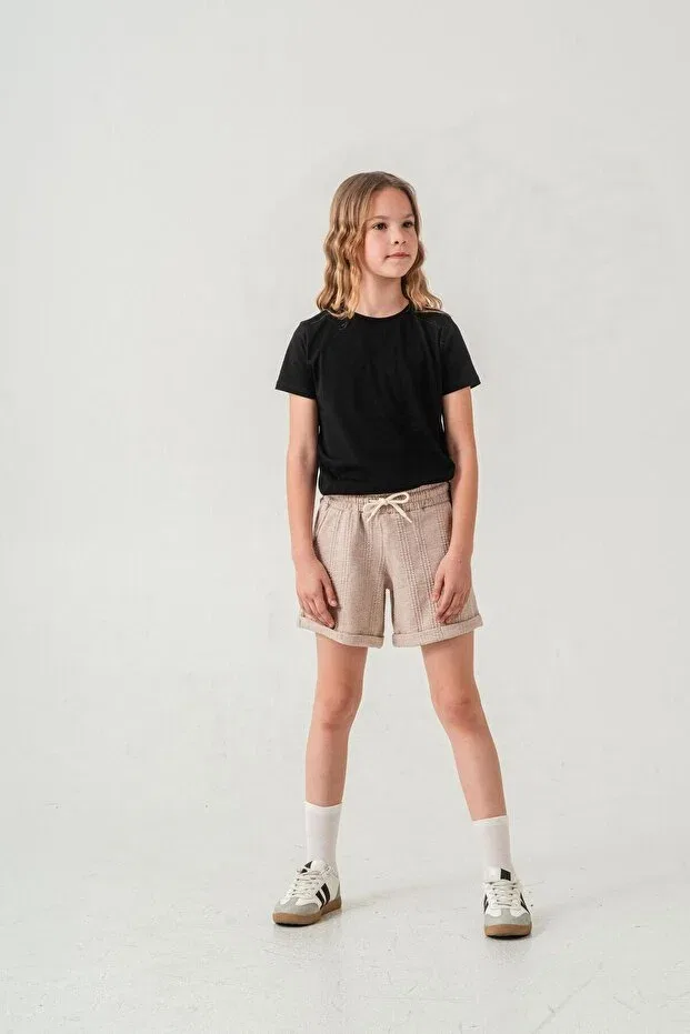 Детские шорты для девочек с широкой штаниной Mışıl Kids, Beige — фото 3