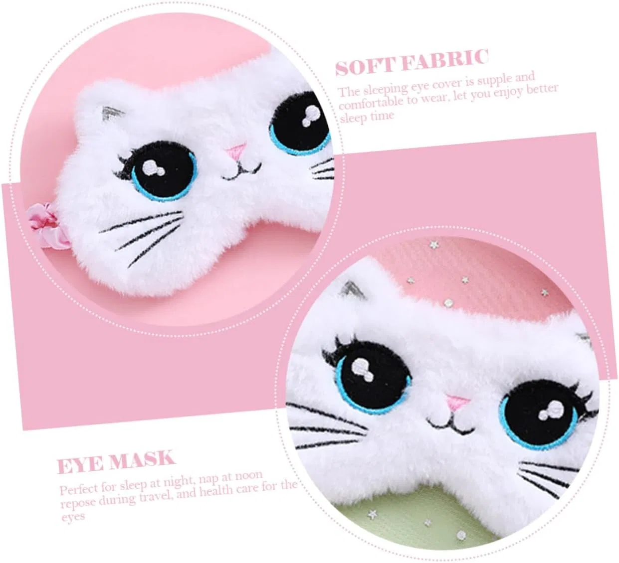 Маска для сна Cat Plush, Minkissy, 1 шт, белый — фото 3