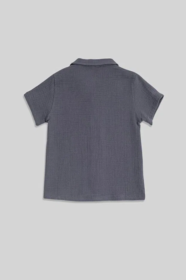 Детская рубашка для мальчиков из муслина Nate Minojoy, Dark Gray — фото 4