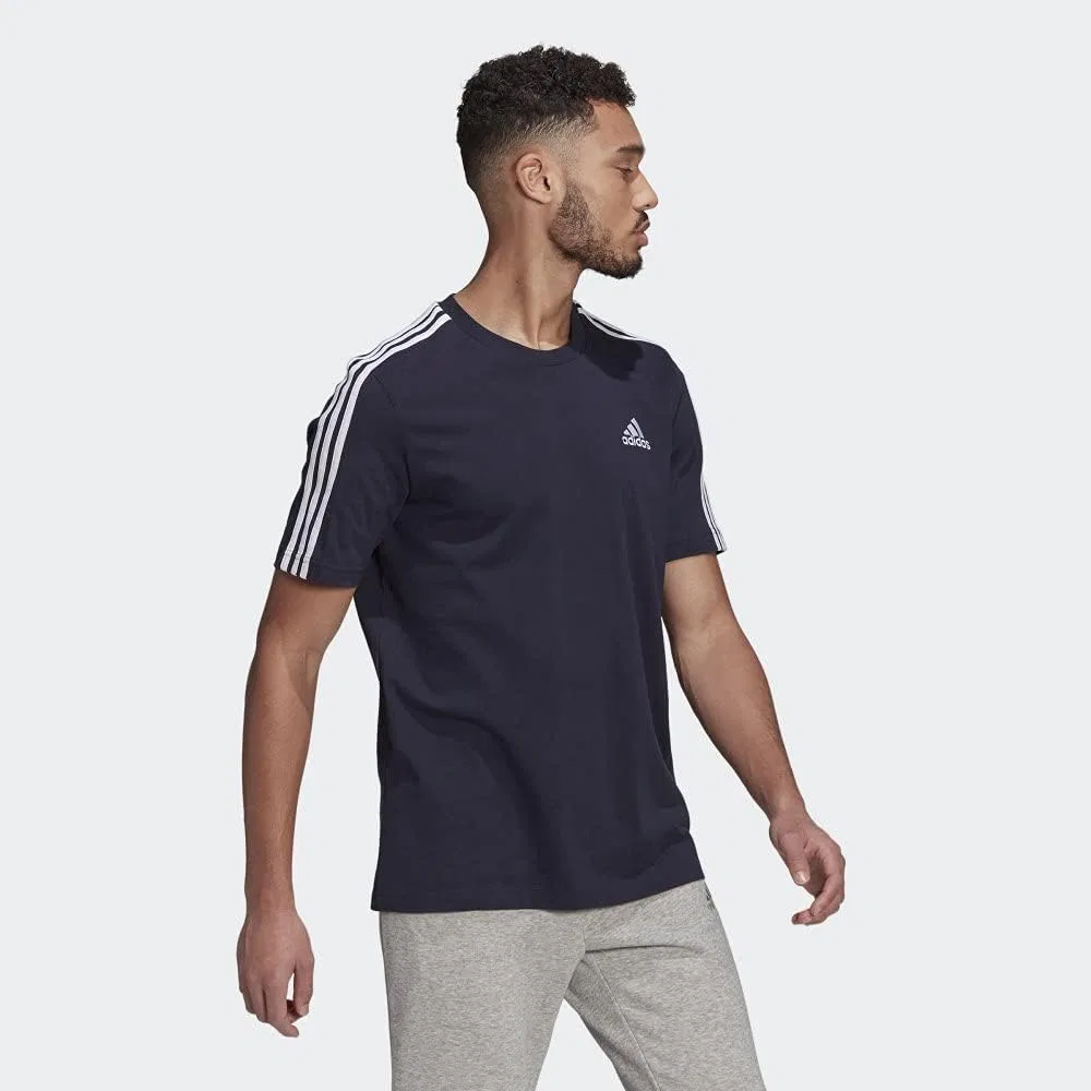 Мужская футболка с тремя полосками Essentials 3-Stripes Tee adidas, Legend Ink — фото 4