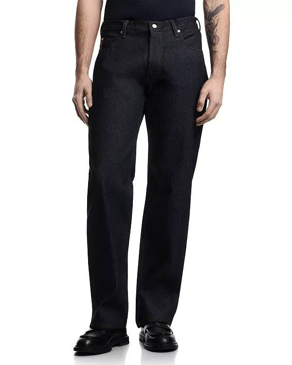 Мужские прямые джинсы из хлопка Emporio Armani, Medium Blue Denim