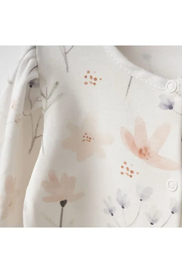 Детский комбинезон для девочек с принтом Lavinia Floral Watermelon Sleeve Minimus, Ecru Floral — фото 2