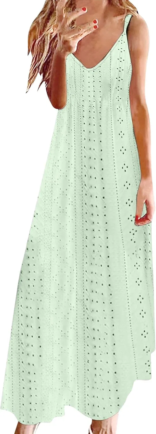 Женское цветочное макси-платье с V-образным вырезом, Light Green