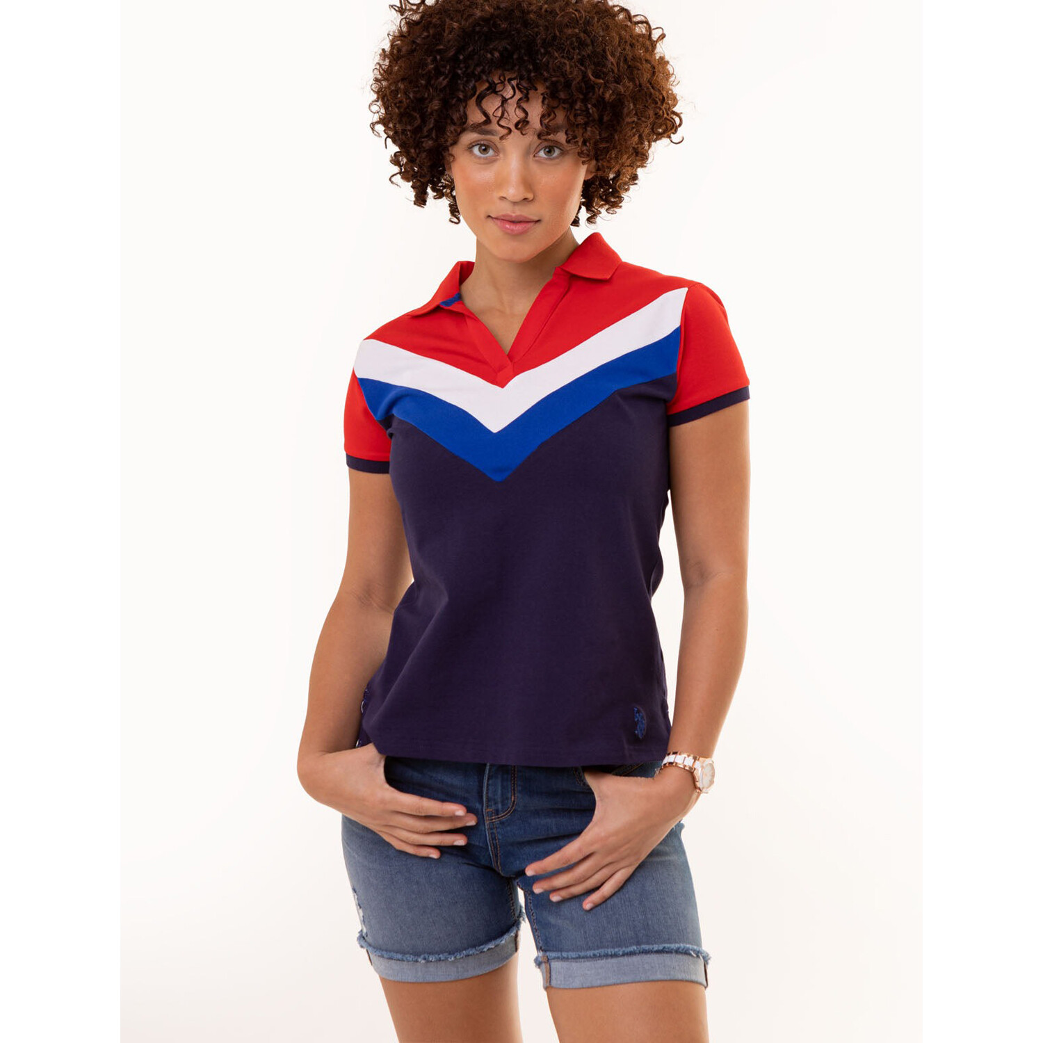 

Футболка-поло U.S. Polo Assn. Open Placket Chevron, темно-синий