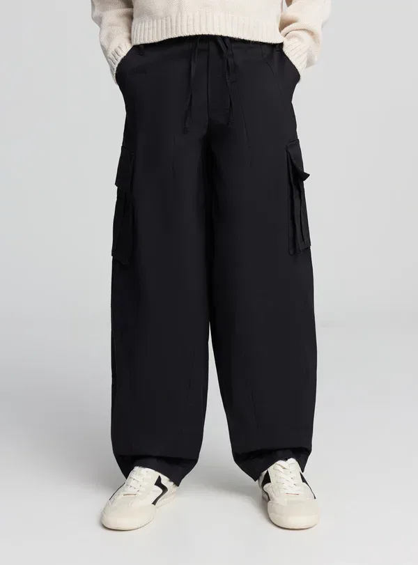Брюки из хлопка с эластаном Cargo trousers Terranova, черный — фото 2