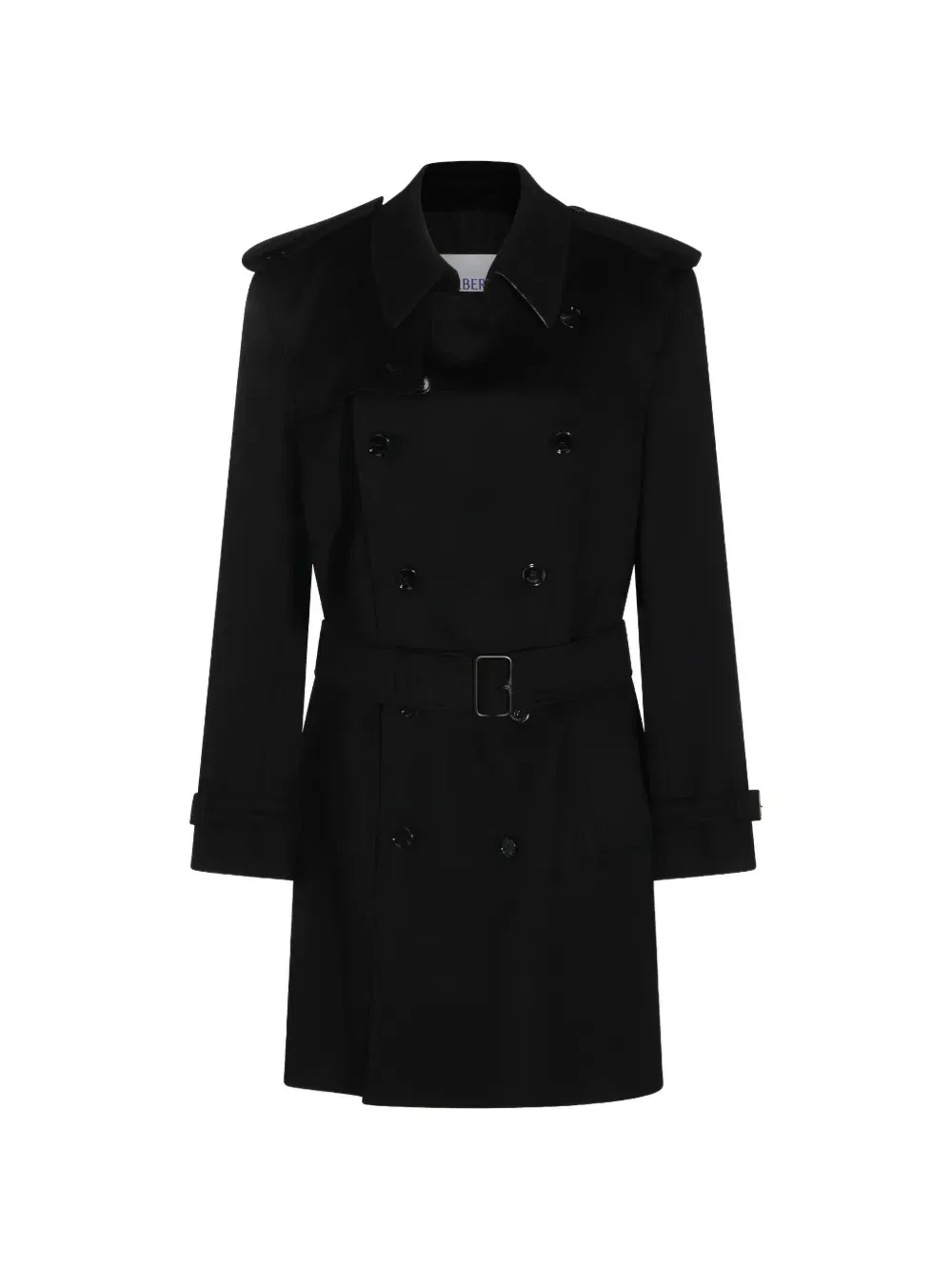 Двубортное пальто с поясом BURBERRY, черный