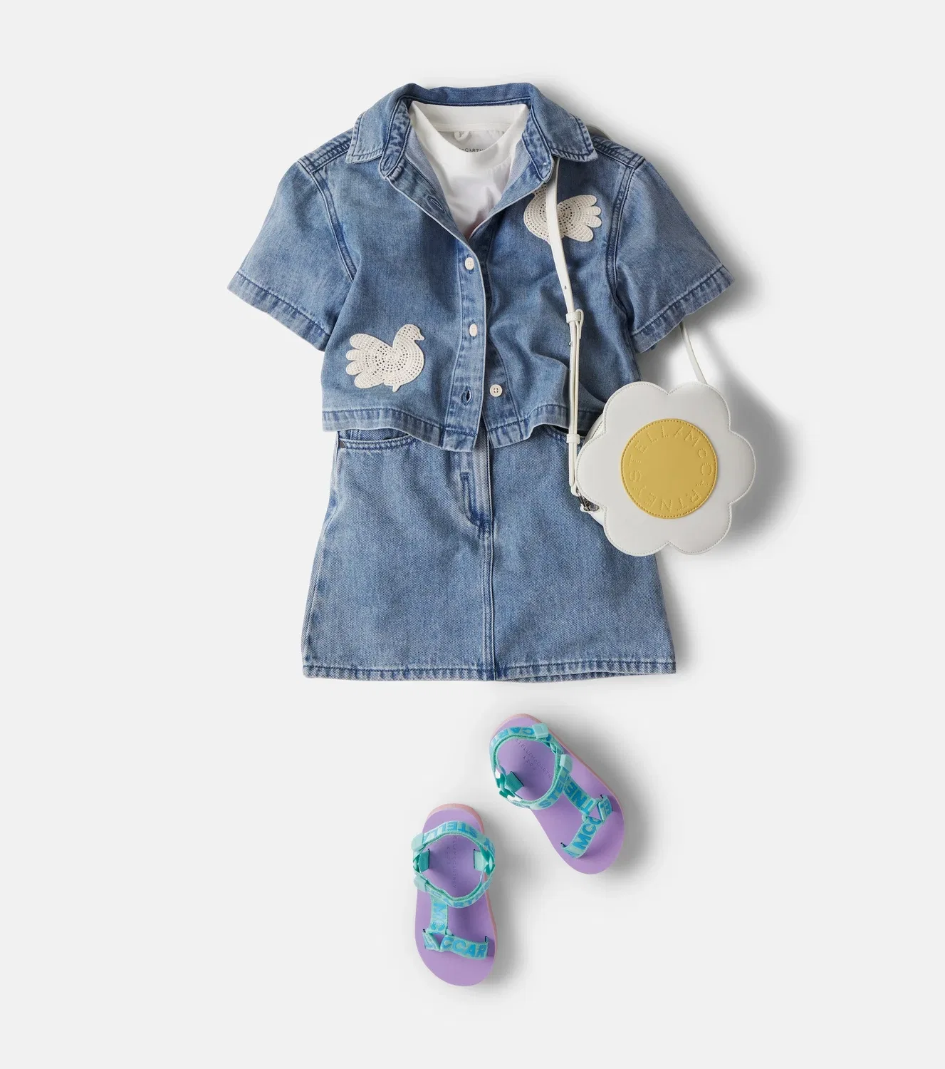 Джинсовая рубашка с вышивкой-аппликацией Stella Mccartney Kids, синий — фото 2